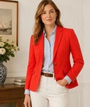 J. Crew Blazer Schoolboy Bright Orange Wool Preppy Academia Classic Career 12